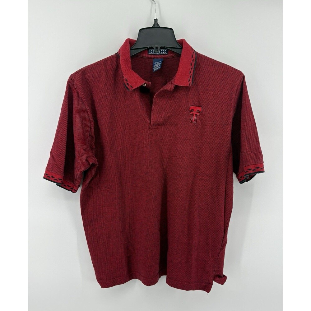 Vintage Hilton Red Flat “Double T” Texas Tech Red Raiders Polo Size XL